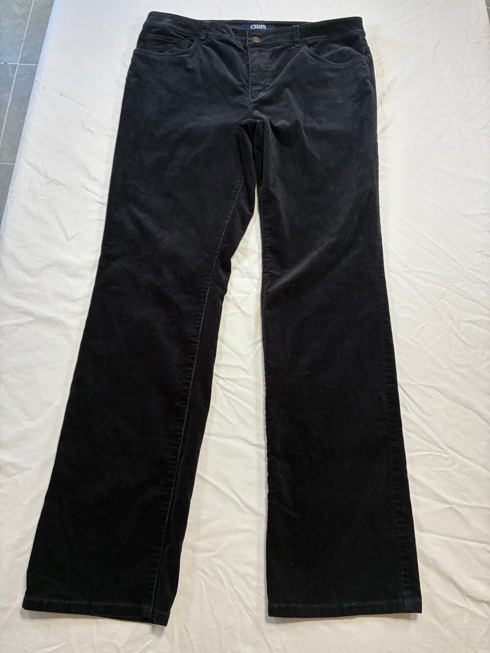 Chaps Women's Size 12 Corduroy Pants Black 5-Pocket Straight Leg Comfort